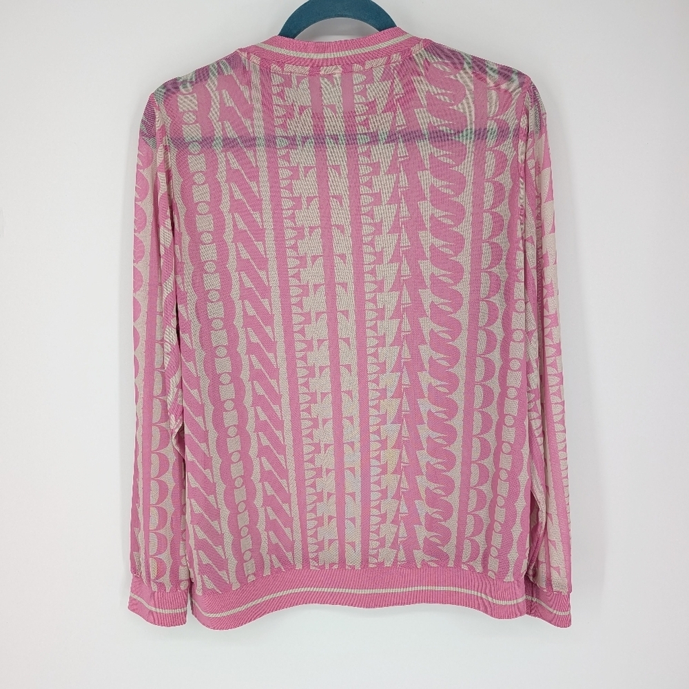 One Teaspoon On Repeat Mesh Long Sleeve Top Pink White XS Sheer - Picture 5 of 7